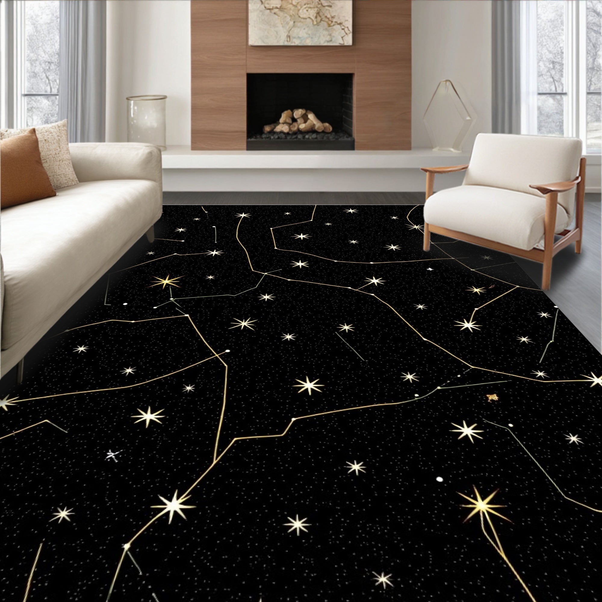 Cosmic Night Sky Constellation Rug