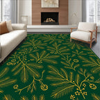 Golden Pine Branch Botanical Art Rug