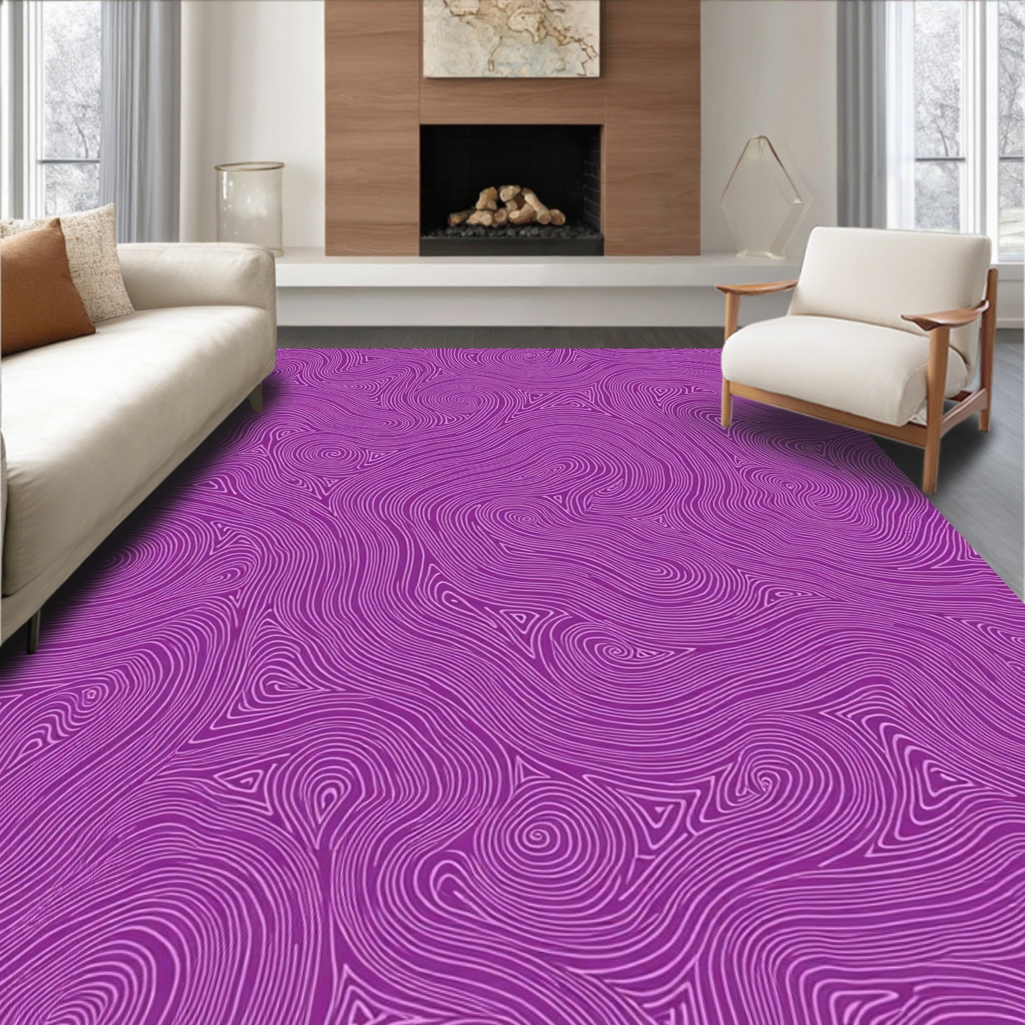 Amethyst Swirl Wave Triangles Rug