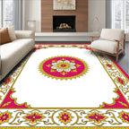 Vibrant Pink and Gold Floral Medallion Rug