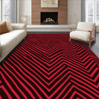 Bold Red Jagged Line Stripe Rug