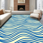 Oceanic Blue Wavy Lines Rug