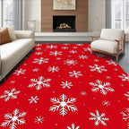 Classic Red Snowy Snowflake Scatter Rug