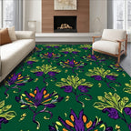 Emerald Green Floral Swirl Accent Rug