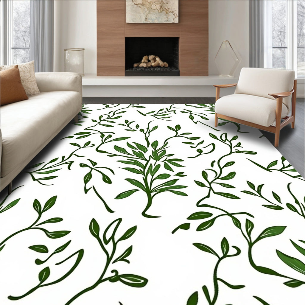 Verdant Green Branching Foliage Rug