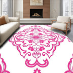 Rich Pink Floral Damask Medallion Rug