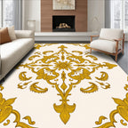 Golden Ornate Floral Medallion Rug