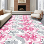 Watercolor Pink Gray Abstract Bloom Rug