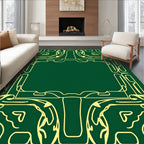Art Deco Emerald Yellow Scroll Frame Rug