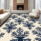 Navy Blue Fern Medallion Background Rug