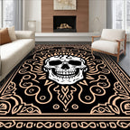 Dark Floral Skull Ornament Rug