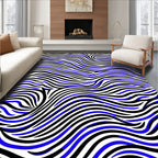 Bold Blue Black Wavy Stripes Rug