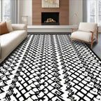Black White Contemporary Interlocking Diamonds Rug