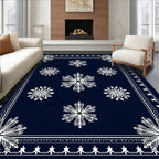 Dark Blue White Snowflake Scatter Rug