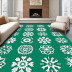 White Snowflake Collection Winter Art Rug