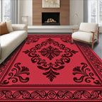 Bold Red Scrollwork Medallion Rug