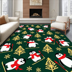 Skiing Penguins And Winter Trees Rug