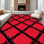 Bold Red Lattice Diamond Rug