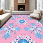 Pink Blue Floral Medallion Rug