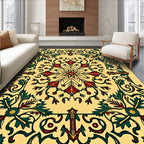 Crimson Teal Floral Medallion Swirl Rug