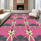 Art Deco Pink Gray Fan Floral Rug