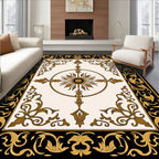 Black Gold Ornate Floral Centerpiece Rug