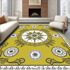 Golden Sunburst Medallion Emblem Rug