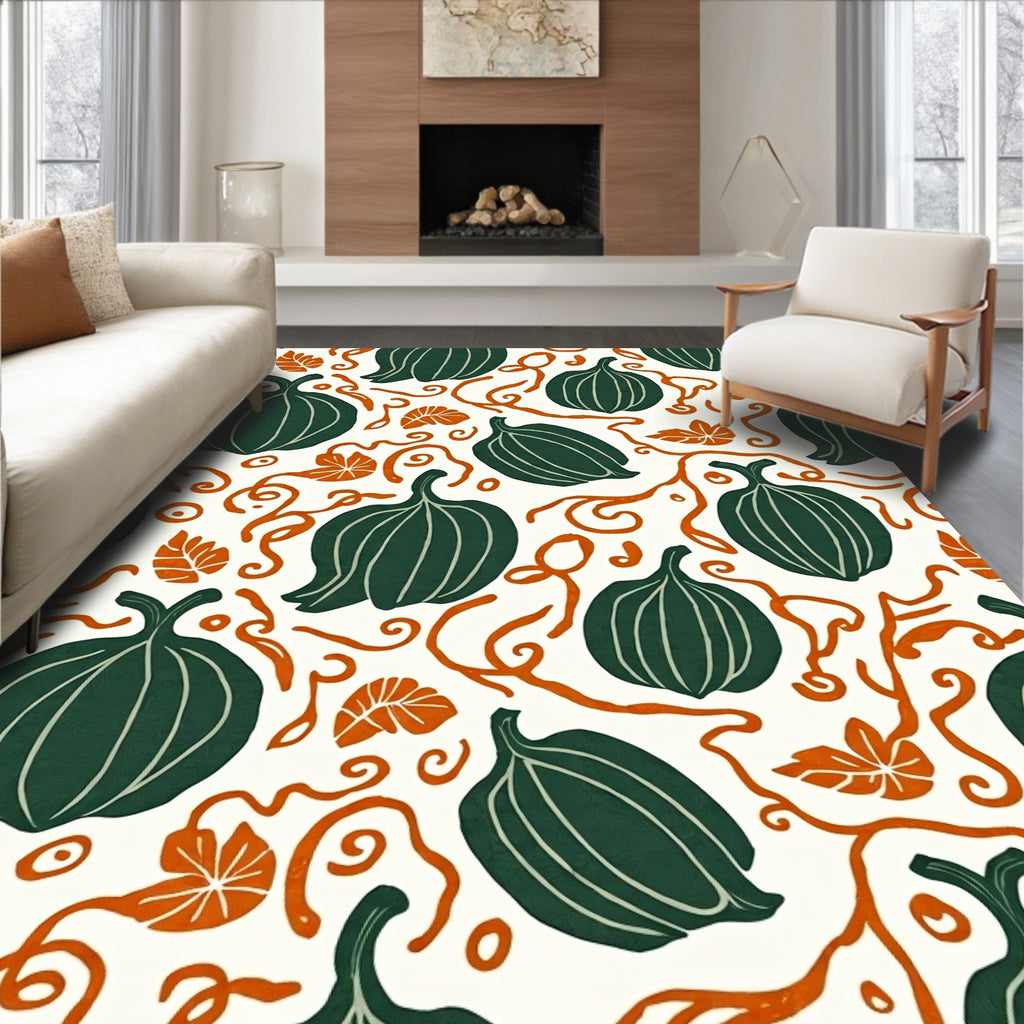 Autumn Squash Vine Motif Rug
