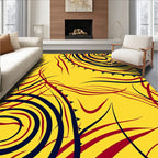 Vivid Yellow Swirling Abstract Lines Rug