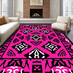Bold Hot Pink Geometric Tribal Medallion Rug