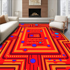 Red Orange Circuit Board Abstract Rug