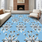 Light Blue Floral Starburst Medallion Rug
