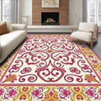 Fuchsia Gold Scrollwork Floral Archway Rug
