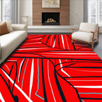 Bold Crimson Abstract Stripe Arrangement Rug