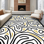 Black Gold Swirl Abstract Triangle Rug