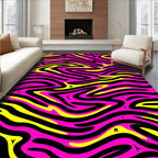 Vivid Pink Black Yellow Wavy Stars Rug