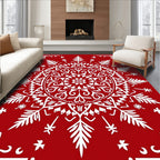 Crimson White Starburst Mandala Rug