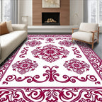 Ornate Burgundy Swirl Central Bloom Rug