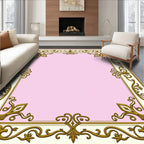 Ornate Gold Floral Border Cream Rug