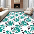 Teal and Black Abstract Organic Forms Rug