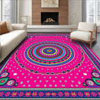 Vibrant Pink Symmetrical Mandala Rug