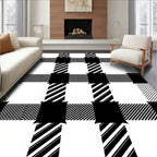 Black White Buffalo Plaid Squares Rug