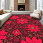 Crimson Red Floral Medallion Background Rug