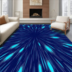 Electric Blue Burst Radial Lines Rug