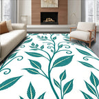 Teal Vine Leaf Swirl Organic Rug
