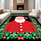Festive Santa Claus Holly Garland Rug