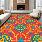 Vibrant Red Medallion Kaleidoscope Rug