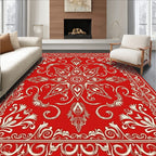 Crimson Floral Medallion Intricate Rug