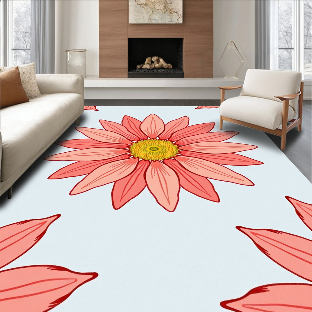 Coral Pink Daisy Garden Repeat Rug