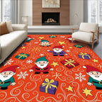 Festive Gnomes Gifts and Snowflakes Whimsy Rug